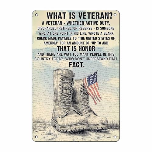 Veteran Vintage Tin Sign What is A Veteran Metal Tin Sign for Army Soldier Military Poster Home Man Cave Coffee Bar Wall Decor 12 * 8in - color: Vintage Metal Sign 14, size: 20X30cm(12*8in)