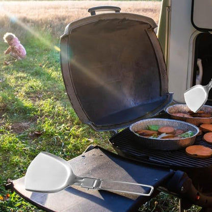 Stainless Steel Camping Cookware Set Practical Folding Soup Ladles Strainer Spatula For Outdoor Cooking Kitchen Utensils Picnics Cookware