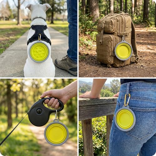 American Kennel Club 2-Pack Collapsible Travel Bowls for Dogs – Gray/Green, Portable Food & Water Bowls - color: Gray/Green