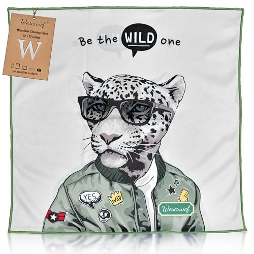 WESERWEF Design Microfiber Glasses Cleaning Cloth – Premium Cleaning Cloth for Eyeglasses, Screens, Tablets, Cameras & Lenses, 12" x 12", Ultra-Soft & Scratch-Free (Wild one) - color: Wild One