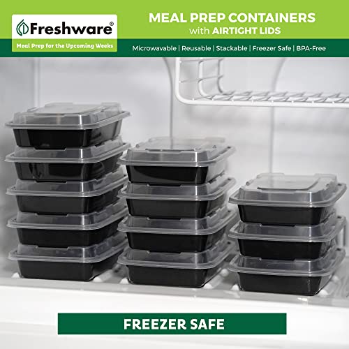 Freshware Meal Prep Containers [50 Pack] 1 Compartment with Lids, Food Storage Containers, Bento Box, BPA Free, Stackable, Microwave/Dishwasher/Freezer Safe (28 oz) - size: 28OZ-50PK