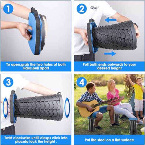 aboutool Collapsible Stool with Soft Removable Cushion & Waterproof Carry Bag - Lightweight Folding Stool, 485lbs Capacity, Portable for Adults, Camping, Fishing, Hiking, Outdoor, Travel - color: Blue