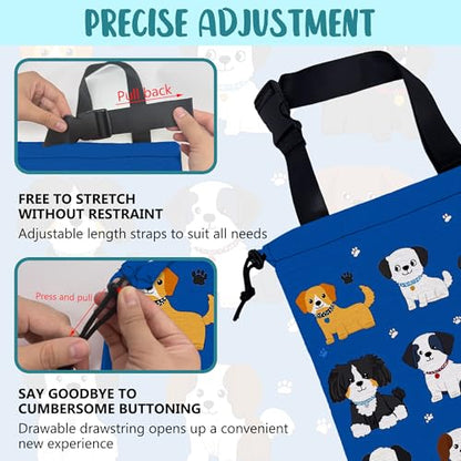 Car Garbage Bag Cartoon Dogs and Paw Prints Drawstring Car Trash Bag Hanging for Back Seat with Adjustable Buckle Canvas Vehicle Trash Can Easy-to-Install - color: Cartoon Dogs and Paw Prints