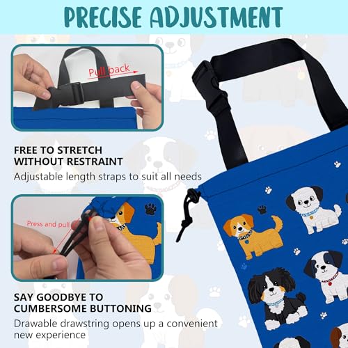 Car Garbage Bag Cartoon Dogs and Paw Prints Drawstring Car Trash Bag Hanging for Back Seat with Adjustable Buckle Canvas Vehicle Trash Can Easy-to-Install - color: Cartoon Dogs and Paw Prints