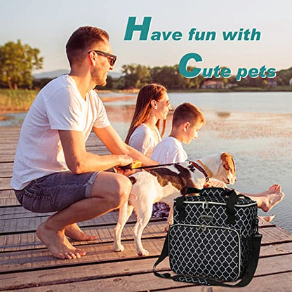 BAGLHER Dog Travel Bag, Pet Travel Bag (ALL Pet Travel Supplies), With 2 Pet Food Containers and 2 Collapsible Silicone Bowls; Essential Kits for Travel DLblack - color: DLblack, size: Medium