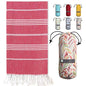 BAY LAUREL Turkish Beach Towel with Travel Bag 39 x 71 Quick Dry Sand Free Lightweight Large Oversized Towels Light - color: Red