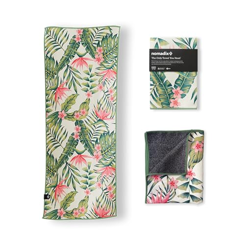 Nomadix Mini Towel - Perfect for Beach, Pool, Travel, Camping, Yoga - Made with Recycled Materials - Super Absorbent - Sand Resistant - Palms Pink - 16x40 - color: Palms Pink