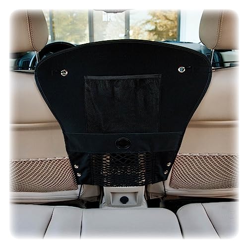 K&H Pet Products Dog Car Net, Pet Travel Safety Barrier, Auto Safety Organizer with Pocket & Mesh Vent Cover for Cars and SUV's, Car Divider for Safer Driving, Universal Bungee Cord Fit - 23 X 24in