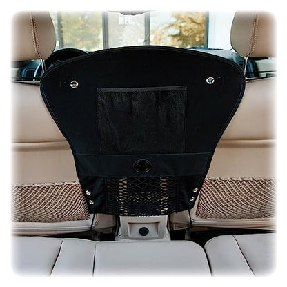 K&H Pet Products Dog Car Net, Pet Travel Safety Barrier, Auto Safety Organizer with Pocket & Mesh Vent Cover for Cars and SUV's, Car Divider for Safer Driving, Universal Bungee Cord Fit - 23 X 24in