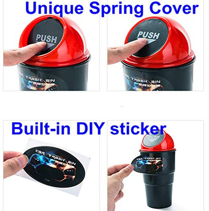 Mini Car Auto Garbage Trash Can Automotive Vehicle Waste Storage Fits Cup Holder for Office Desk Trash Can (Red) - color: Red