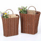 2 Pack PE Rattan Hanging Wall Basket Wicker Hanging Basket for Front Door Mail Flowers Books Accessories Organizing Boho Rustic Farmhouse Wall Decor (Oval Opening)