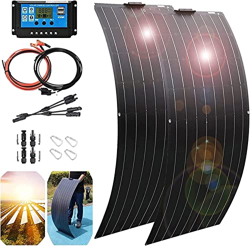 800 Watt Flexible Solar Panel for RV, 2 × 400 Watt 12 Volt Solar Power Panel Kit with 40A Solar Charge Controller Monocrystalline Solar Panels for Camping Off Grid Car Battery Charging Boat - color: A 800 Watt