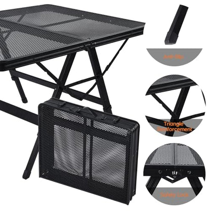WildFinder 3 FT Folding Grill Table, Portable Camping Table for Outside, 3 Adjustable Height Folding Table with Desktop, Lightweight Outdoor, Camping, Picnic, BBQ - size: 3x2FT(X-Frame)