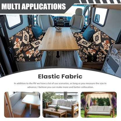RV Dinette Cushion Covers Black Indian Tribal Pattern RV Seat Covers Camper Cushion Covers Dinette Booth Set Washable RV Couch Cover 2 Cushion Sofa RV Beach Seat Covers for Dinette - color: Indian Tribal