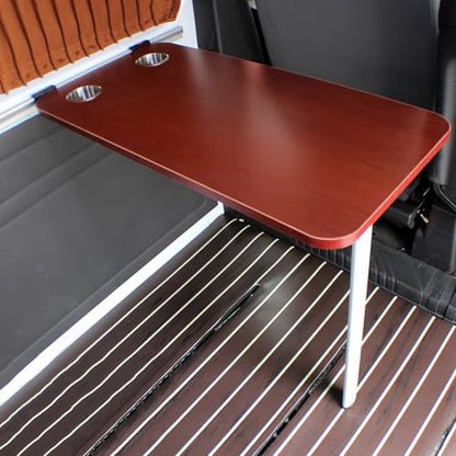 Foldable Rv Table with 2 Cup Slots, Wall Mount Folding Picnic Table Space-Saving Computer Desk Workstation, Wood Camper Table for RV, Home Office, Bedroom or Kitchen, Mahogany - color: Mahogany