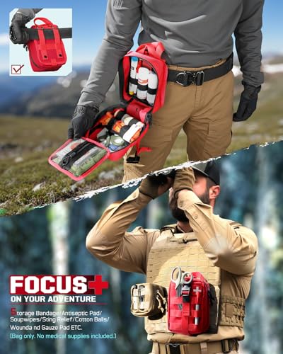 LIVANS 1000D First Aid Bag Empty Medical Ifak Pouch Molle EMT Pouches Rip-Away Tactical Military Trauma Emergency Medic Bag - color: Red-small Size(5.7"lx 3.4"w X 7.9"h)