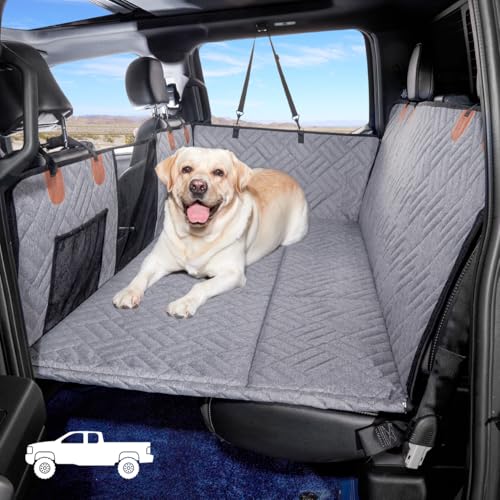 YJGF Dog Back Seat Extender for Truck,Truck Seat Cover Back Seat,Dog Hammock for Truck,Pet Seat Covers for Dogs,Hard Bottom Seat Extender for Dogs(Grey,for Full Size Truck) - color: Grey, size: For Full Size Truck
