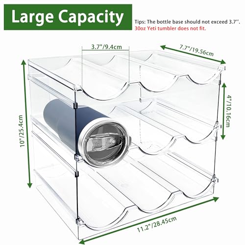 Spaclear 6 Pack Water Bottle Organizer, Stackable Kitchen Home Pantry Organization and Storage Shelf, Plastic Water Bottle Holder for Kitchen Cabinet Storage, Wine Tumbler Travel Mug Cup Organizer - size: 18 Bottles
