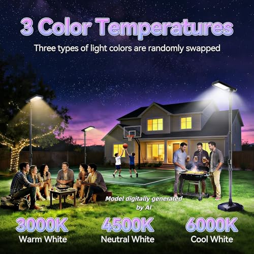102" Solar Outdoor Street Lights with Speaker, Pole & Remote, Portable IP65 Waterproof LED Solar Flood Motion Post Light, Dusk to Dawn Solar Floor Lamp for House, Yard, Garden, Patio, Garage, Driveway - size: 102'' Height with audio speaker