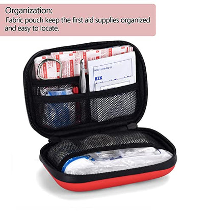Portable Mini First Aid Kit Compact Medical Kits with Compartments, Waterproof Small EVA Case for Car, Home, Outdoors, Sports, Camping, Hiking and Office - size: Mini