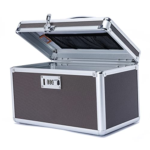 Lockable Medication Box with Portable Storage Case, Childproof Medicine Lock Organizer, Locked Empty First Aid Storage Case (Coffee/Medium) - color: Coffee/Medium