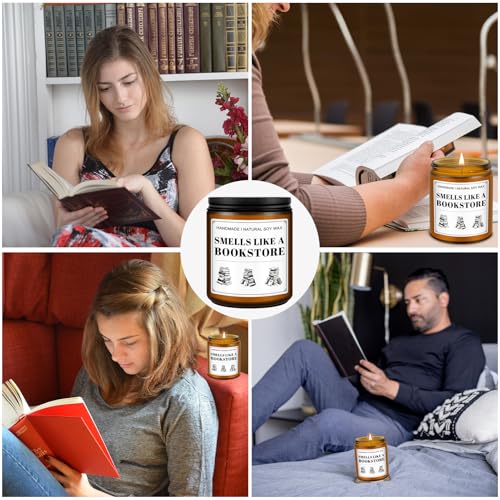 Book Lovers Candle Gifts, Funny Gift Ideas for Book Lovers, Birthday Bookish Presents for Readers Librarian Bookworms -Old Book Candles (7Oz) - style: BOOK
