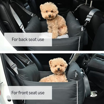 Amazon Basics Dog Car Seat, Pet Booster for Small-Medium Dogs with Leash & Washable Cover, Black - color: BLACK