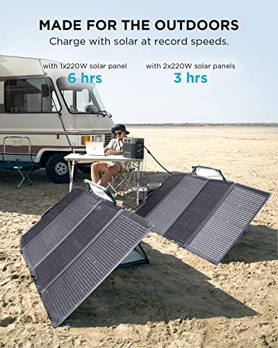EF ECOFLOW Solar Generator DELTA 2 with 2x220W Portable Solar Panels, 1024Wh LFP Battery, Fast Charging, Portable Power Station for Home Backup Power, Camping & RVs - style: DELTA 2+2X220W Solar Generator