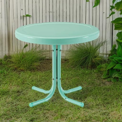 Crosley Furniture Griffith Weather Resistant Retro Metal Outdoor Side Table for Patio, Deck, Porch, Aqua - color: Aqua