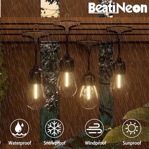 Outdoor String Lights 48FT, Commercial Grade Patio Lights with 16 (15+1) S14 Shatterproof Bulbs for Bistros Backyard Porch Party, IP65 Waterproof 2700K Warm White - color: 48FT-16Bulb