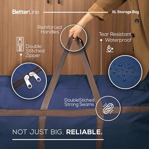 Blue Extra Large Duffel Bag for Traveling - Heavy-Duty 600D Polyester, Waterproof with Reinforced Handles, Holds 100 lbs-Premium Quality Duffle Bag Perfect for Travel & Storage-42" x 16" x 20" Inches