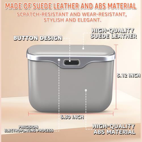 HOLDCY Car Trash Can, Waterproof Multi‑Functional Auto Trash Bin for Door/Console/Seat Back, Universal Vehicle Garbage Can for Car/Truck/SUV Drivers (Gray) - color: Gray