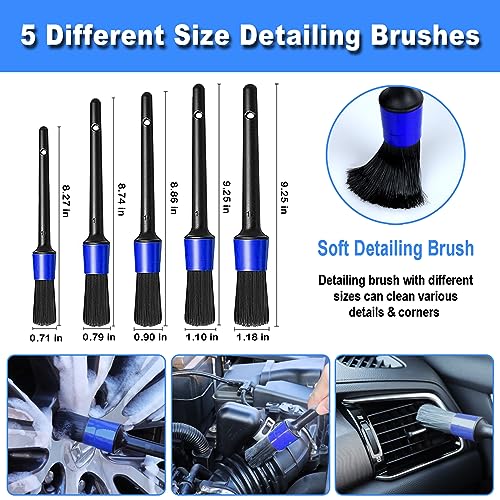 10Pcs Wheel Brush Kit for Cleaning Wheel and Tire, Wheel and Rim Brush, Car Detailing Brushes, Tire Brush, Bendable & Durable Car Wheel Rim Cleaner Brush Set,Car Cleaning Brush Supplies Kit - color: Blue
