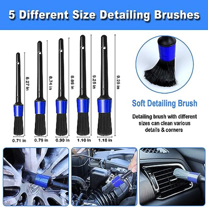 10Pcs Wheel Brush Kit for Cleaning Wheel and Tire, Wheel and Rim Brush, Car Detailing Brushes, Tire Brush, Bendable & Durable Car Wheel Rim Cleaner Brush Set,Car Cleaning Brush Supplies Kit - color: Blue