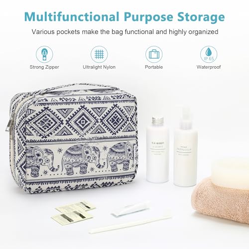 Mossio Hanging Toiletry Bag with Sturdy Hook - Large Portable Cosmetic Makeup Travel Organizer for Men & Women - color: Elephant A