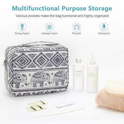 Mossio Hanging Toiletry Bag with Sturdy Hook - Large Portable Cosmetic Makeup Travel Organizer for Men & Women - color: Elephant A