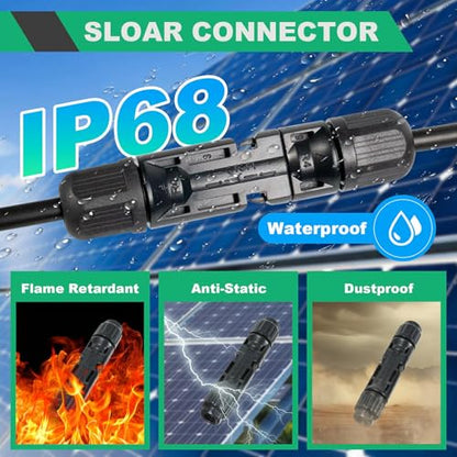 35PCS Solar Crimper Tool Kit, Solar Panel Cable MC4 Connectors 14-10AWG, 30 Pairs Male/Female Solar Connectors, 1PCS Solar Crimper, 1PCS Stripper, 2 PCS Spanner Wrench