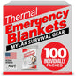 Mart Cobra Emergency Blanket 100-Pack | Reflective Thermal Blanket | Survival Gear | Lightweight Mylar Blankets | Retains 90% Body Heat | Essential for Camping, First Aid, Homeless Care Package Bulk - size: 100 Pack