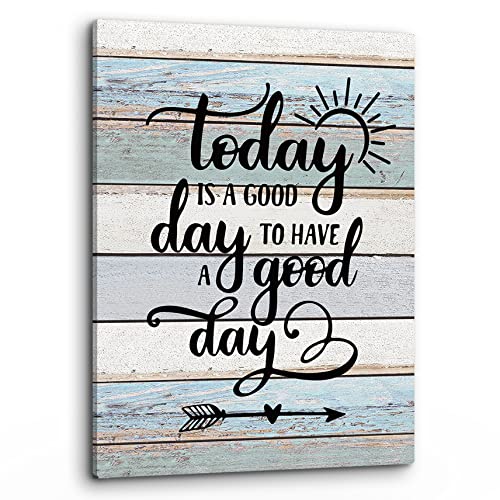 PHAMTE Home Today Is a Good Day To Have a Good Day Inspirational Quotes Wall Art, Rustic Farmhouse Motivational Saying Print Framed Canvas Painting Artwork Home Bathroom Room Office Decor（11x14 Inch - color: Day, size: 14"L x 11"W