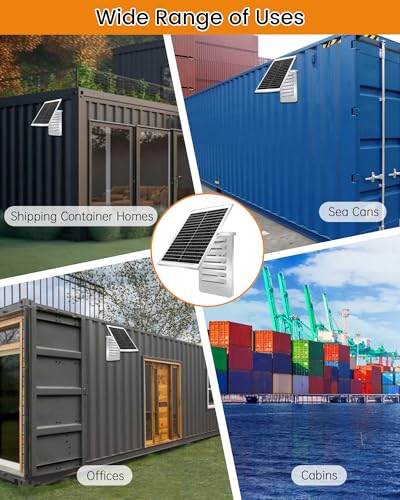 Shipping Containers Solar Vents Kit with Battery Run Day/Night, 25W Foldable Solar Panel with 88000mAh Battery, USB Charging, Rain and Hail Proof, Suitable for Container Houses, Containers, Offices