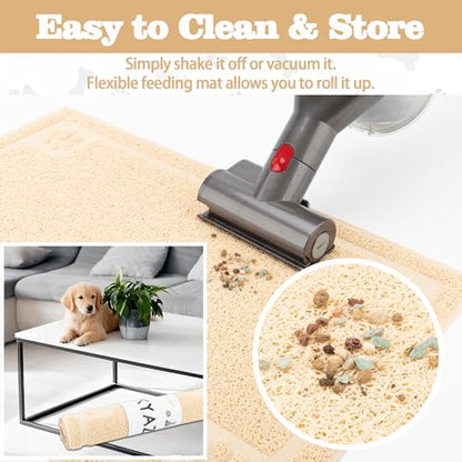 Darkyazi Pet Feeding Mat Large for Dogs and Cats,24"×16" Flexible and Easy to Clean Feeding Mat,Best for Non Slip Waterproof Feeding Mat. (Beige) - color: Beige