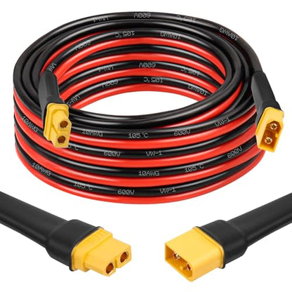 MOOKEERF XT60 Extension Cable 10AWG 15FT XT60 to XT60 Cable with Male to Female Connector for Portable Power Station Solar Panel RC Battery - size: 15FT