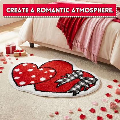 Drydiet Heart Bathroom Heart Rug Cute Summer Door Bow Mat Bath Mat Love Shape Shower Bathroom Decoration Rug Non Slip Washable - style: Bow Heart