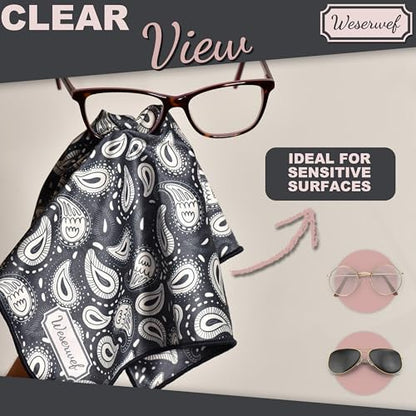 WESERWEF Design Microfiber Glasses Cleaning Cloth – Premium Cleaning Cloth for Eyeglasses, Screens, Tablets, Cameras & Lenses, 12" x 12", Ultra-Soft & Scratch-Free (Doodle) - color: doodle