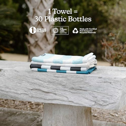 Nomadix Original Towel - Perfect for Beach, Pool, Travel, Camping, Yoga - Made with Recycled Materials - Super Absorbent - Sand Resistant - Cabana Stripe Black - 72.5x30 - color: Cabana Stripe Black