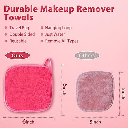 NATWAG | Reusable Update Makeup Removing Microfiber Cloth for Sensitive Skin | Washable Makeup Remover Towels | Natural Facial Cleansing Towels (6”x 6”, 12 Pack/Pink) - color: Pink