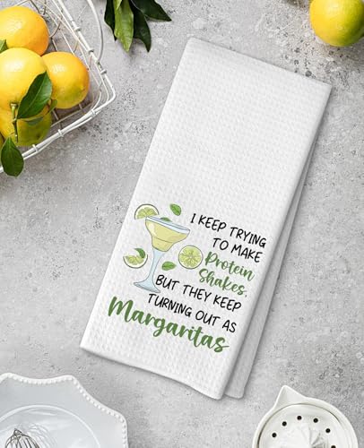 Advivio I Keep Trying to Make Protein Shakes - Kitchen Dish Towels Flour Sack Tea Towels, Margaritas Kitchen Towel for Women Mom Grandma Margaritas Lover Gifts - color: I Keep Trying Towels