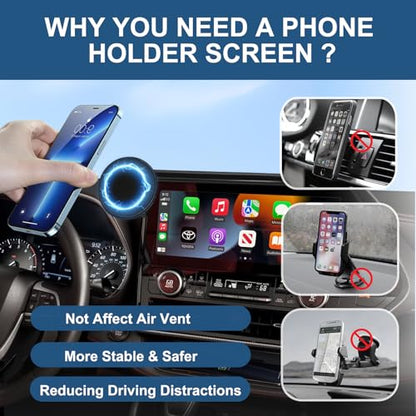 Car Phone Holder for 2020-2022 Toyota Highlander Accessories 12.3-inch Screen Fixed Clip, Magnet Cell Phone Mount Compatible with MagSafe, Hands-Free 360° Rotation Automobile Cradles Not Affect Vent - size: 2020-2022 Toyota Highlander