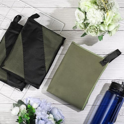 Hahafelt 4 Pcs Quick Dry Camping Towel Absorbent Microfiber Travel Towel 47.24'' X 23.62'' Travel Wash Cloth Set for Backpacking Camping Beach Gym Sports Yoga Swimming Pool - color: Army Green