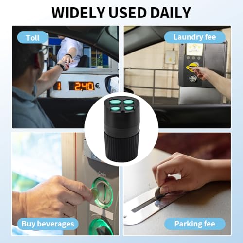 4-Slot Car Coin Holder, Large Capacity Coin Organizer, Universal Car Coi-n Dispenser Storage for Cup Holder, Change Holder Compatible with Most Vehicles & Trucks(Color:Black)